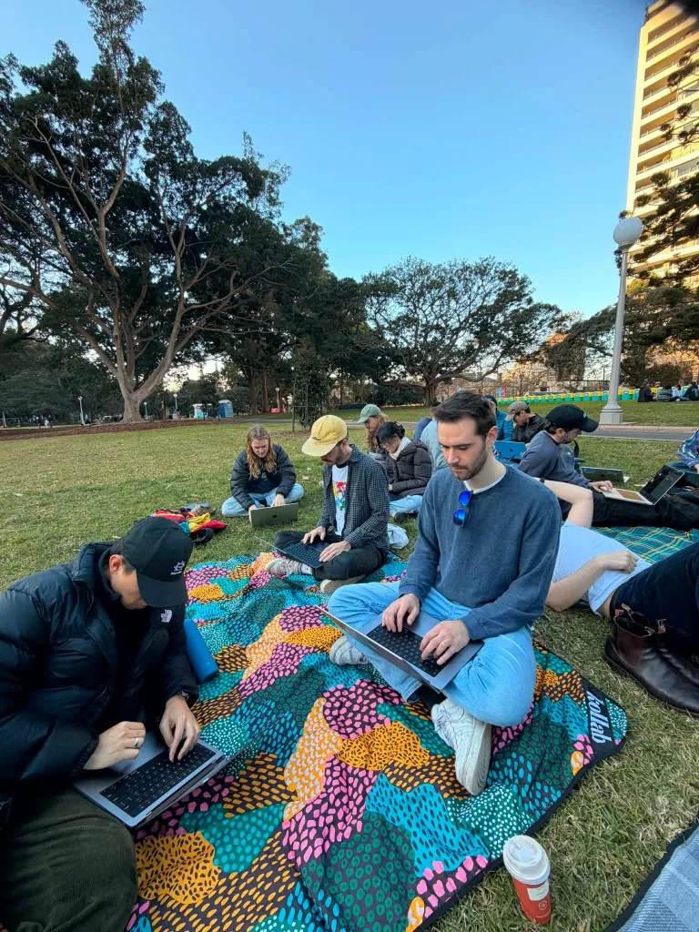 Afternoon coding circle on the lawn