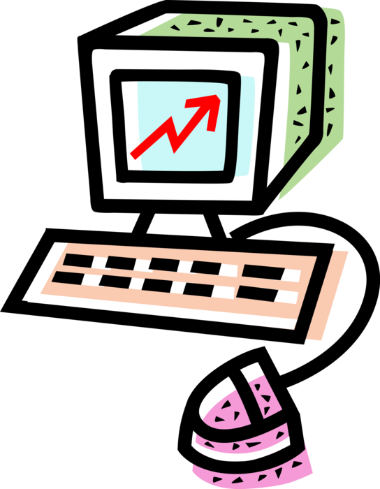 A computer displays a graph in the upward direction